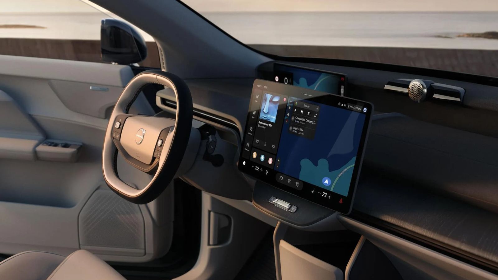volvo ex60 electric crossover review: powerful design, smart tech & everyday comfort 49060 volvo ex60 infotainment system with apple music integration on large central touchscreen