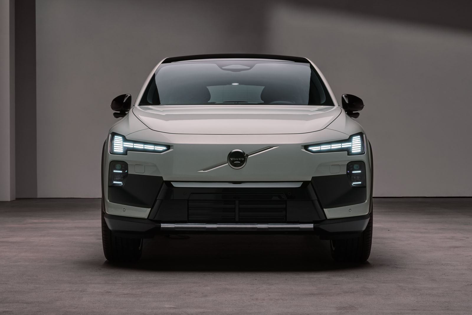 volvo ex60 electric crossover review: powerful design, smart tech & everyday comfort 49060 volvo ex60 electric crossover front design with led headlights and aerodynamic body lines